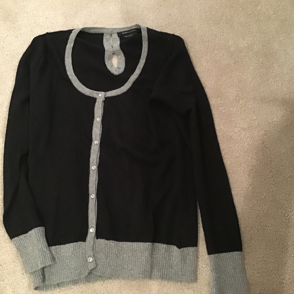 BCBG Max aziria  balck holiday cardigan sz L